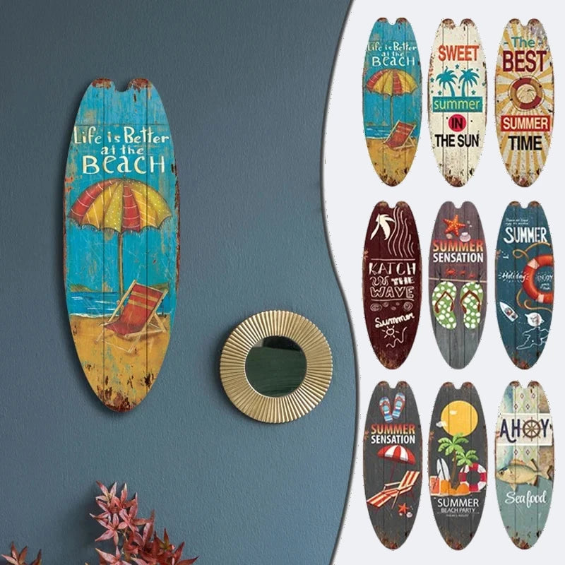 Coastal Vibes™ Vintage Surfboard Sign